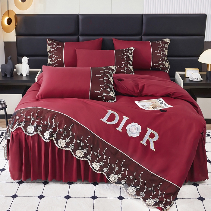 91家纺网 家纺一手货源 找家纺 （总）沐珩家纺 2026新款亲肤磨毛蕾丝刺绣床裙四件套-蒂欧系列