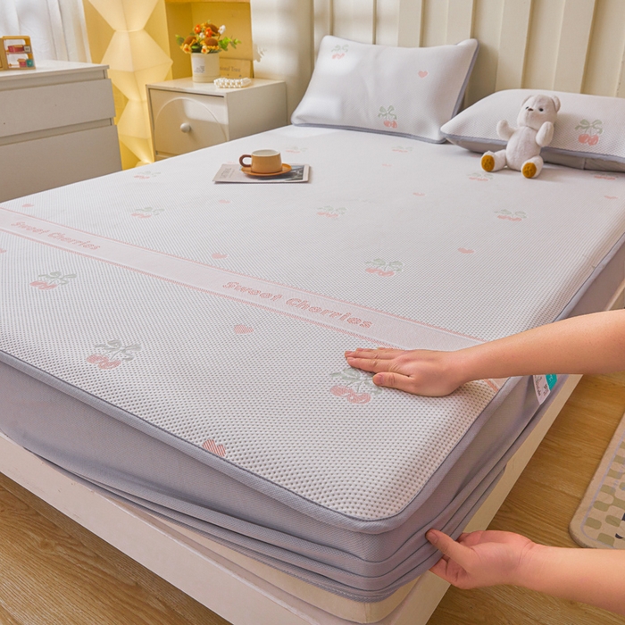 凯罗 2026春夏凉豆豆小红书爆款A类乙纶PE凉豆豆床笠款可水洗床笠 樱桃芝芝