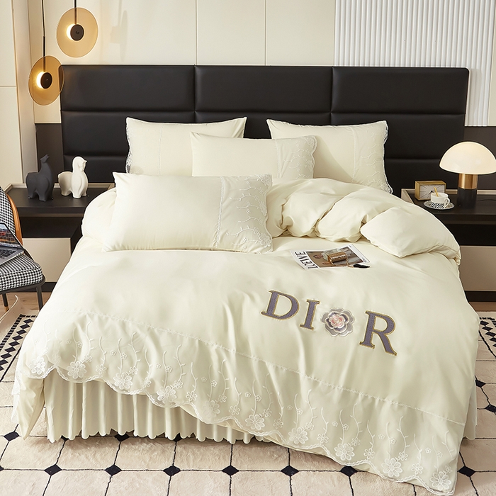 91家纺网 家纺一手货源 找家纺 沐珩家纺 2026新款亲肤磨毛蕾丝刺绣床裙四件套-蒂欧系列 蒂欧-流光白