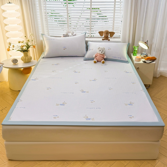 91家纺网 家纺一手货源 找家纺 凯罗 2026春夏凉豆豆小红书爆款A类乙纶PE凉豆豆床席款可水洗床席 小萌狗