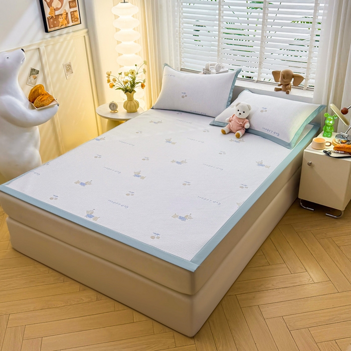 91家纺网 家纺一手货源 找家纺 凯罗 2026春夏凉豆豆小红书爆款A类乙纶PE凉豆豆床席款可水洗床席 小萌狗