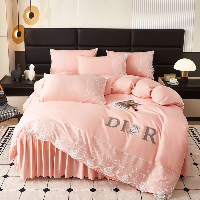 91家纺网 家纺一手货源 找家纺 沐珩家纺 2026新款亲肤磨毛蕾丝刺绣床裙四件套-蒂欧系列 蒂欧-太妃玉