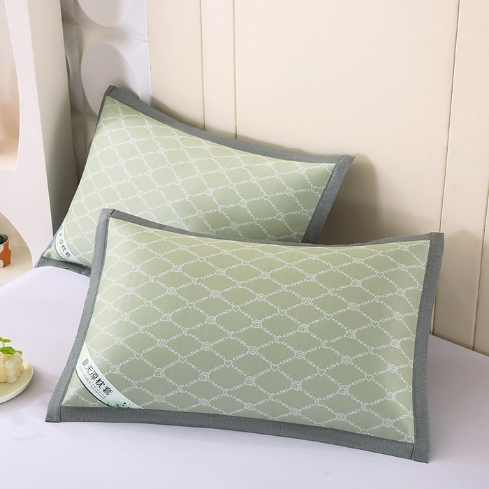 91家纺网 家纺一手货源 找家纺 小牛席业 2026新款PE月亮爱心提花夏凉冰丝枕套凉枕套凉枕套冰丝枕套藤枕套冰藤枕套冰丝枕套竹枕套凉席枕套豆豆 绿色