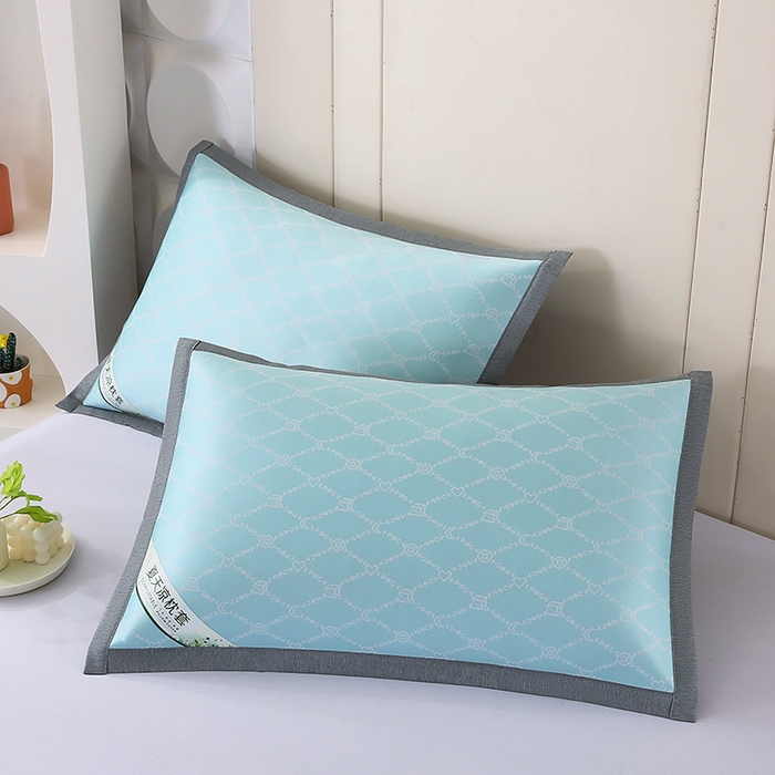 91家纺网 家纺一手货源 找家纺 小牛席业 2026新款PE月亮爱心提花夏凉冰丝枕套凉枕套凉枕套冰丝枕套藤枕套冰藤枕套冰丝枕套竹枕套凉席枕套豆豆 湖蓝