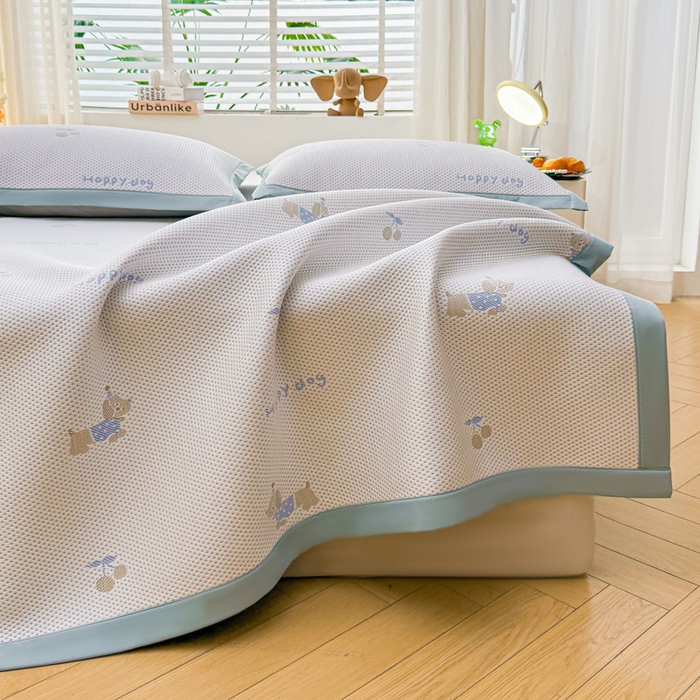 91家纺网 家纺一手货源 找家纺 凯罗 2026春夏凉豆豆小红书爆款A类乙纶PE凉豆豆床席款可水洗床席 小萌狗