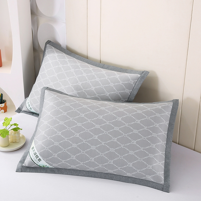 小牛席业 2026新款PE月亮爱心提花夏凉冰丝枕套凉枕套凉枕套冰丝枕套藤枕套冰藤枕套冰丝枕套竹枕套凉席枕套豆豆 灰色