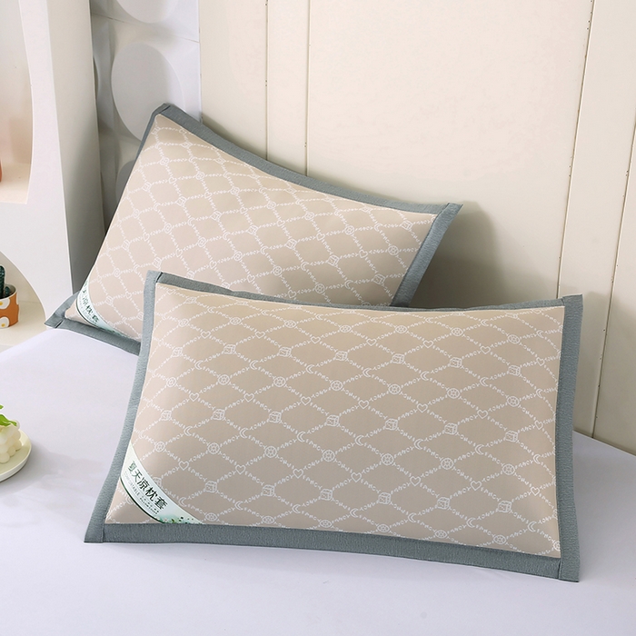 小牛席业 2026新款PE月亮爱心提花夏凉冰丝枕套凉枕套凉枕套冰丝枕套藤枕套冰藤枕套冰丝枕套竹枕套凉席枕套豆豆 香槟