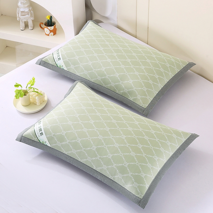 91家纺网 家纺一手货源 找家纺 小牛席业 2026新款PE月亮爱心提花夏凉冰丝枕套凉枕套凉枕套冰丝枕套藤枕套冰藤枕套冰丝枕套竹枕套凉席枕套豆豆 绿色