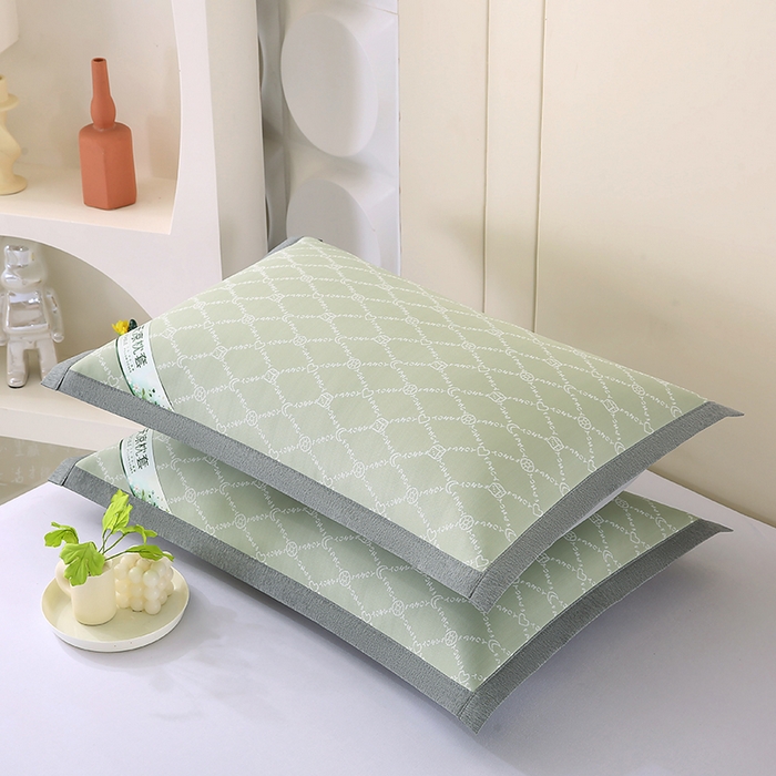 91家纺网 家纺一手货源 找家纺 小牛席业 2026新款PE月亮爱心提花夏凉冰丝枕套凉枕套凉枕套冰丝枕套藤枕套冰藤枕套冰丝枕套竹枕套凉席枕套豆豆 绿色