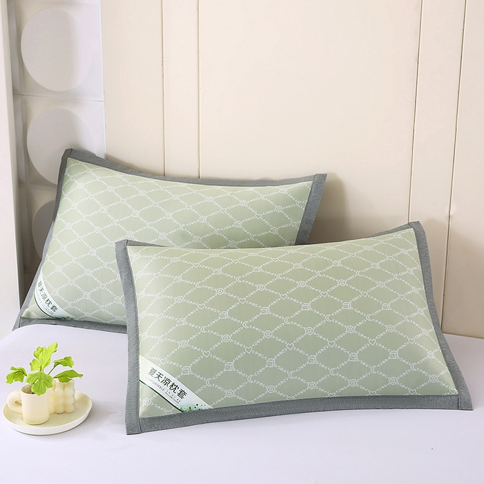91家纺网 家纺一手货源 找家纺 小牛席业 2026新款PE月亮爱心提花夏凉冰丝枕套凉枕套凉枕套冰丝枕套藤枕套冰藤枕套冰丝枕套竹枕套凉席枕套豆豆 绿色