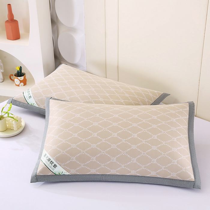 91家纺网 家纺一手货源 找家纺 小牛席业 2026新款PE月亮爱心提花夏凉冰丝枕套凉枕套凉枕套冰丝枕套藤枕套冰藤枕套冰丝枕套竹枕套凉席枕套豆豆 香槟