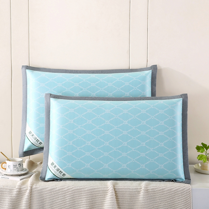 91家纺网 家纺一手货源 找家纺 小牛席业 2026新款PE月亮爱心提花夏凉冰丝枕套凉枕套凉枕套冰丝枕套藤枕套冰藤枕套冰丝枕套竹枕套凉席枕套豆豆 湖蓝