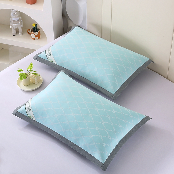 91家纺网 家纺一手货源 找家纺 小牛席业 2026新款PE月亮爱心提花夏凉冰丝枕套凉枕套凉枕套冰丝枕套藤枕套冰藤枕套冰丝枕套竹枕套凉席枕套豆豆 湖蓝