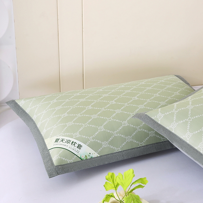 91家纺网 家纺一手货源 找家纺 小牛席业 2026新款PE月亮爱心提花夏凉冰丝枕套凉枕套凉枕套冰丝枕套藤枕套冰藤枕套冰丝枕套竹枕套凉席枕套豆豆 绿色