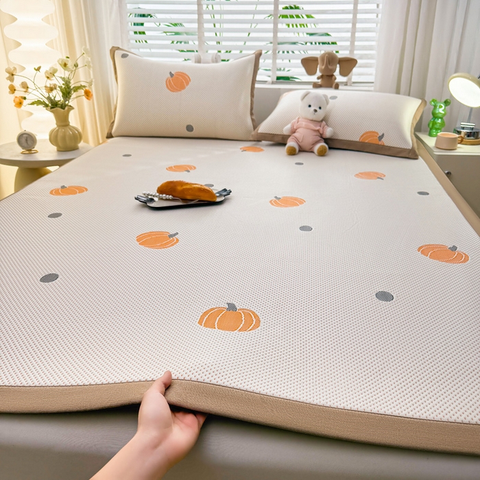 凯罗 2026春夏凉豆豆小红书爆款A类乙纶PE凉豆豆床席款可水洗床席 小南瓜-桔