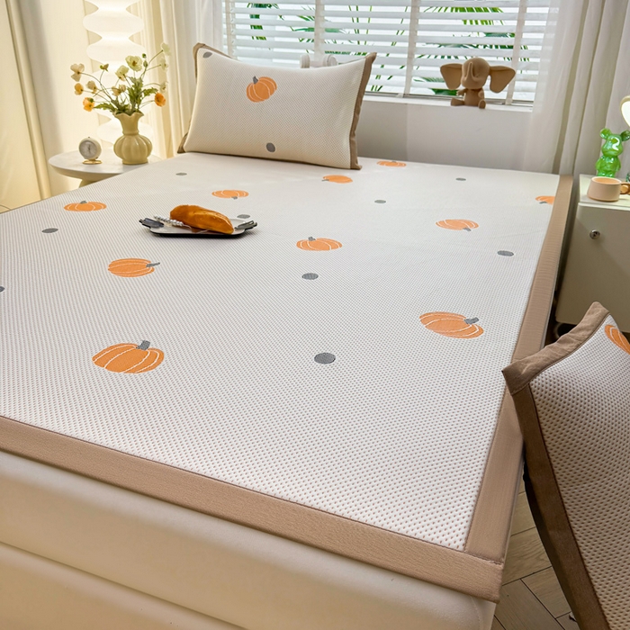 91家纺网 家纺一手货源 找家纺 凯罗 2026春夏凉豆豆小红书爆款A类乙纶PE凉豆豆床席款可水洗床席 小南瓜-桔