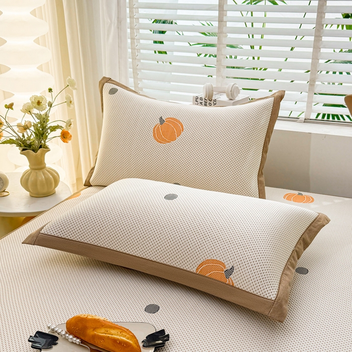 91家纺网 家纺一手货源 找家纺 凯罗 2026春夏凉豆豆小红书爆款A类乙纶PE凉豆豆床席款可水洗床席 小南瓜-桔