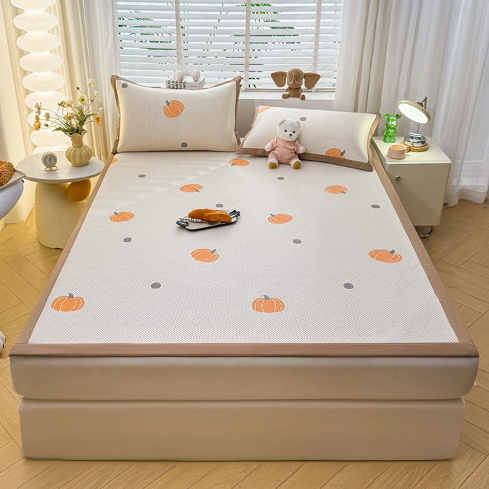 91家纺网 家纺一手货源 找家纺 凯罗 2026春夏凉豆豆小红书爆款A类乙纶PE凉豆豆床席款可水洗床席 小南瓜-桔