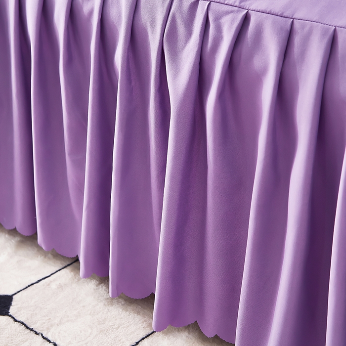 91家纺网 家纺一手货源 找家纺 沐珩家纺 2026新款亲肤磨毛蕾丝刺绣床裙四件套-蒂欧系列 蒂欧-江南紫