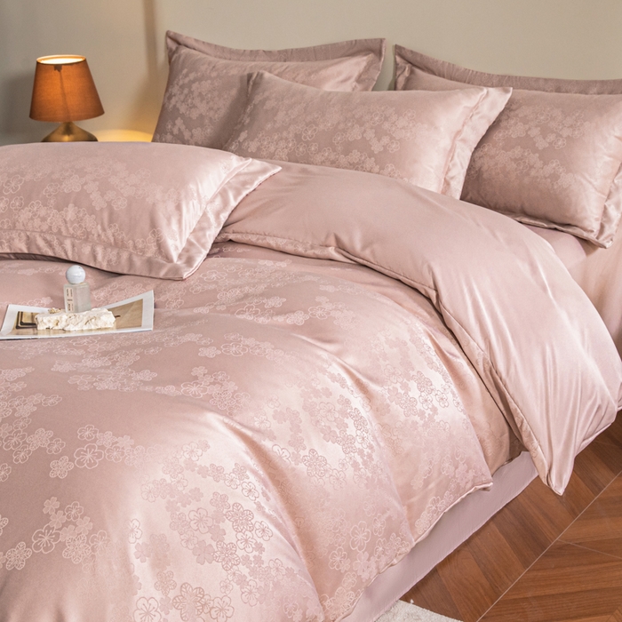 金牛座家纺 2026新款高克重贡缎提花亲肤棉四件套系列 芬芳-浅豆沙