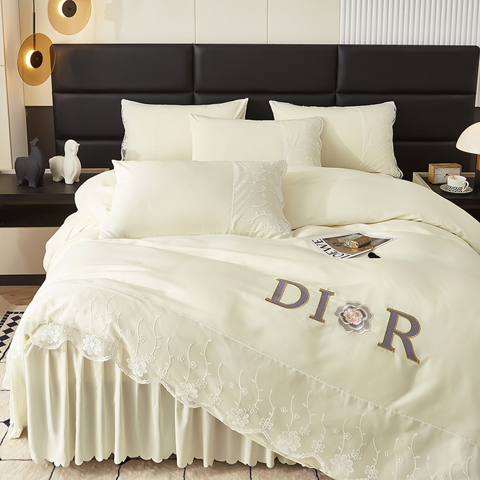 91家纺网 家纺一手货源 找家纺 沐珩家纺 2026新款亲肤磨毛蕾丝刺绣床裙四件套-蒂欧系列 蒂欧-流光白