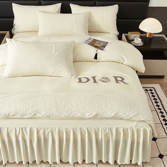 91家纺网 家纺一手货源 找家纺 沐珩家纺 2026新款亲肤磨毛蕾丝刺绣床裙四件套-蒂欧系列 蒂欧-流光白