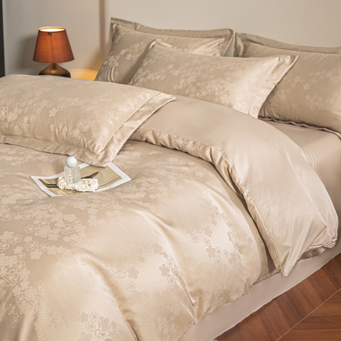 金牛座家纺 2026新款高克重贡缎提花亲肤棉四件套系列 芬芳-香槟