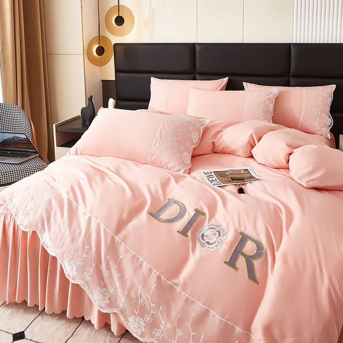 91家纺网 家纺一手货源 找家纺 沐珩家纺 2026新款亲肤磨毛蕾丝刺绣床裙四件套-蒂欧系列 蒂欧-太妃玉