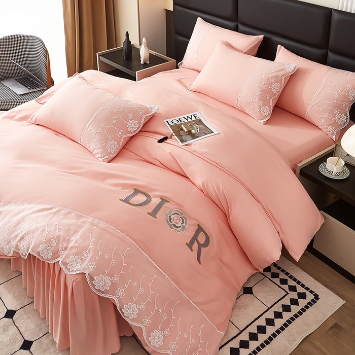 91家纺网 家纺一手货源 找家纺 沐珩家纺 2026新款亲肤磨毛蕾丝刺绣床裙四件套-蒂欧系列 蒂欧-太妃玉