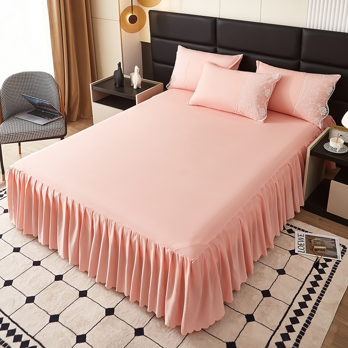 91家纺网 家纺一手货源 找家纺 沐珩家纺 2026新款亲肤磨毛蕾丝刺绣床裙四件套-蒂欧系列 蒂欧-太妃玉