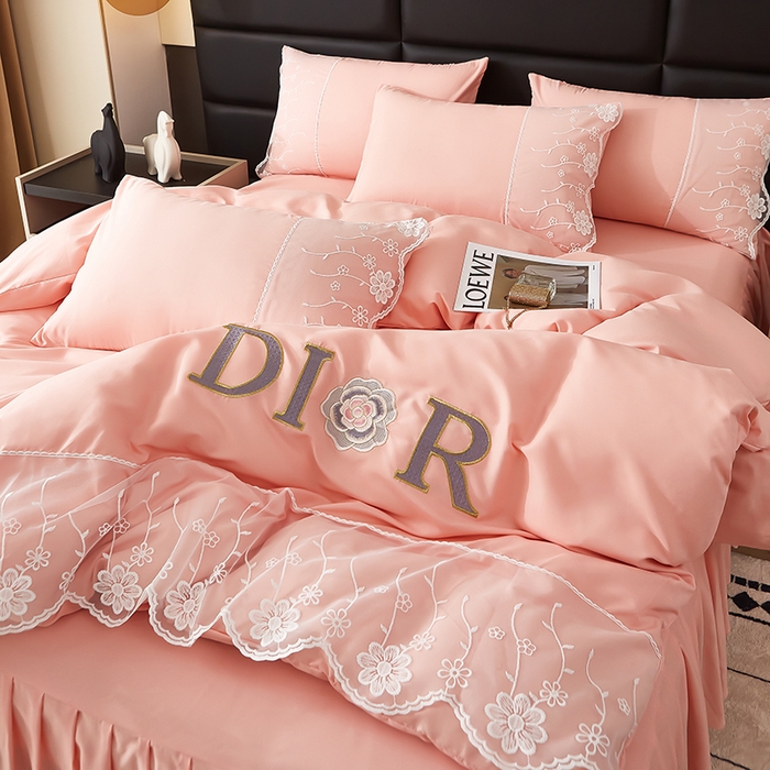 91家纺网 家纺一手货源 找家纺 沐珩家纺 2026新款亲肤磨毛蕾丝刺绣床裙四件套-蒂欧系列 蒂欧-太妃玉