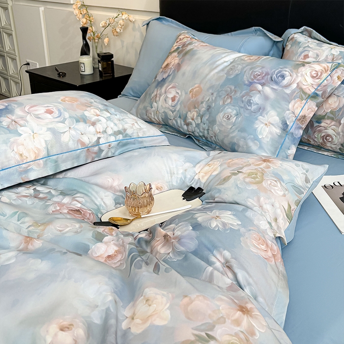 91家纺网 家纺一手货源 找家纺 帛美家纺 2026新款天丝棉数码印花四件套 缤纷花韵