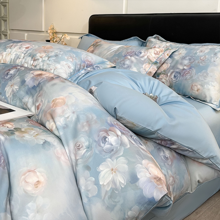 91家纺网 家纺一手货源 找家纺 帛美家纺 2026新款天丝棉数码印花四件套 缤纷花韵