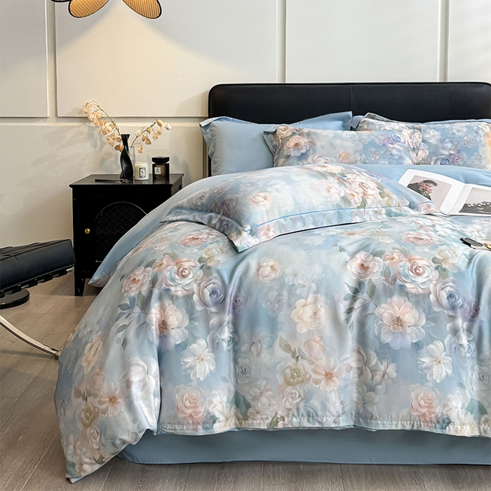 91家纺网 家纺一手货源 找家纺 帛美家纺 2026新款天丝棉数码印花四件套 缤纷花韵