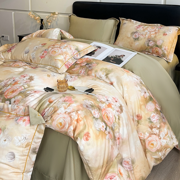 91家纺网 家纺一手货源 找家纺 帛美家纺 2026新款天丝棉数码印花四件套 芳昕