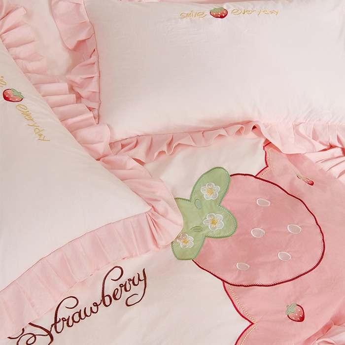 91家纺网 家纺一手货源 找家纺 （总）绒梦里 2026新款A类全棉水洗棉贴布绣韩版花边四件套