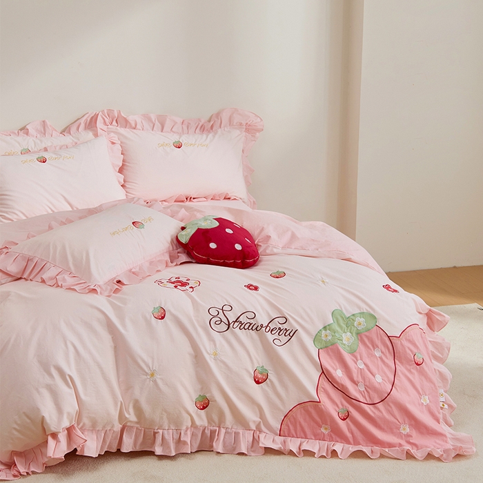 91家纺网 家纺一手货源 找家纺 （总）绒梦里 2026新款A类全棉水洗棉贴布绣韩版花边四件套