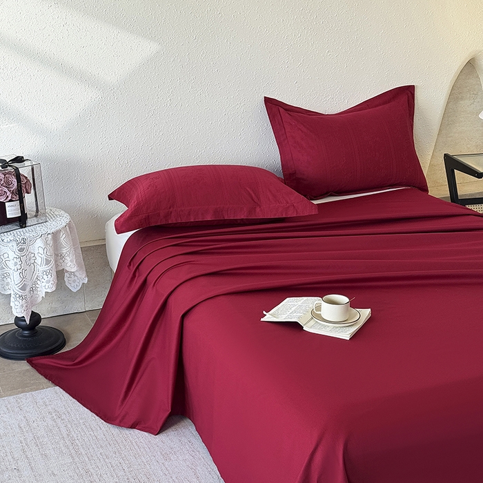 91家纺网 家纺一手货源 找家纺 （总）梵克保罗 2026新款全棉60S长绒棉立体厚织提花单床单,大红,淡雅紫,湖水绿,金属灰,米杏,奶绿,太空灰,唯美粉,云水蓝