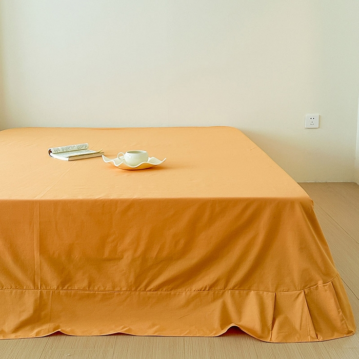 91家纺网 家纺一手货源 找家纺 绒梦里 2026新款A类全棉水洗棉贴布绣韩版花边四件套 幸运花儿-暖橙