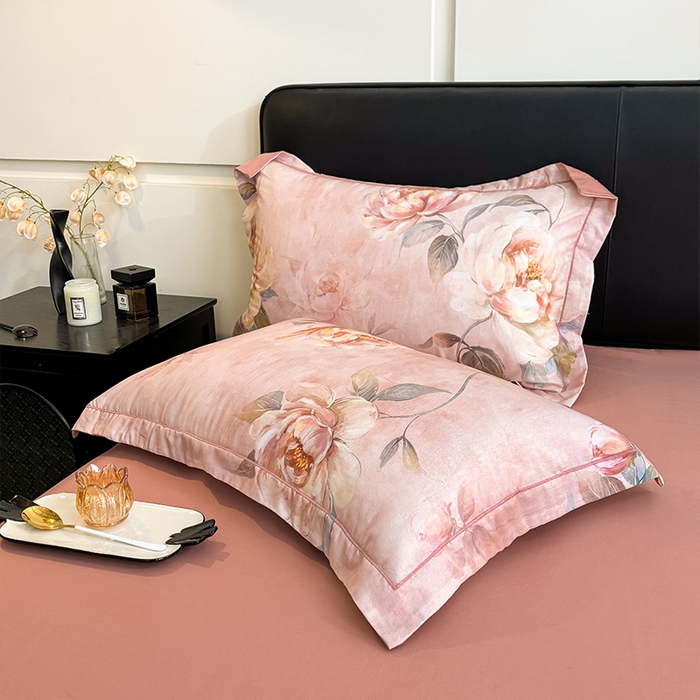 91家纺网 家纺一手货源 找家纺 帛美家纺 2026新款天丝棉数码印花四件套 荷露韵