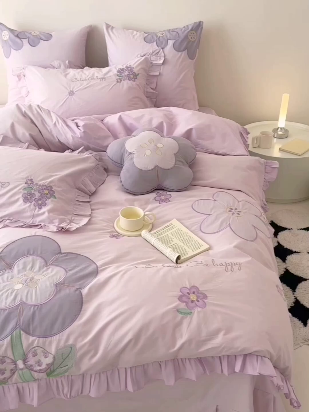 91家纺网 家纺一手货源 找家纺 （总）绒梦里 2026新款A类全棉水洗棉贴布绣韩版花边四件套