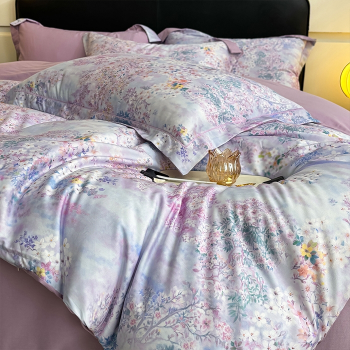 91家纺网 家纺一手货源 找家纺 帛美家纺 2026新款天丝棉数码印花四件套 花海恋人