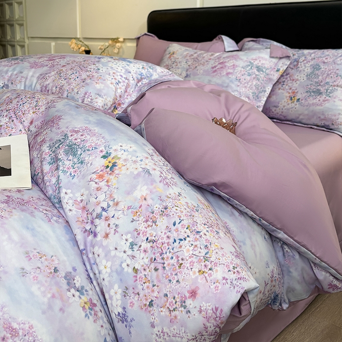 91家纺网 家纺一手货源 找家纺 帛美家纺 2026新款天丝棉数码印花四件套 花海恋人