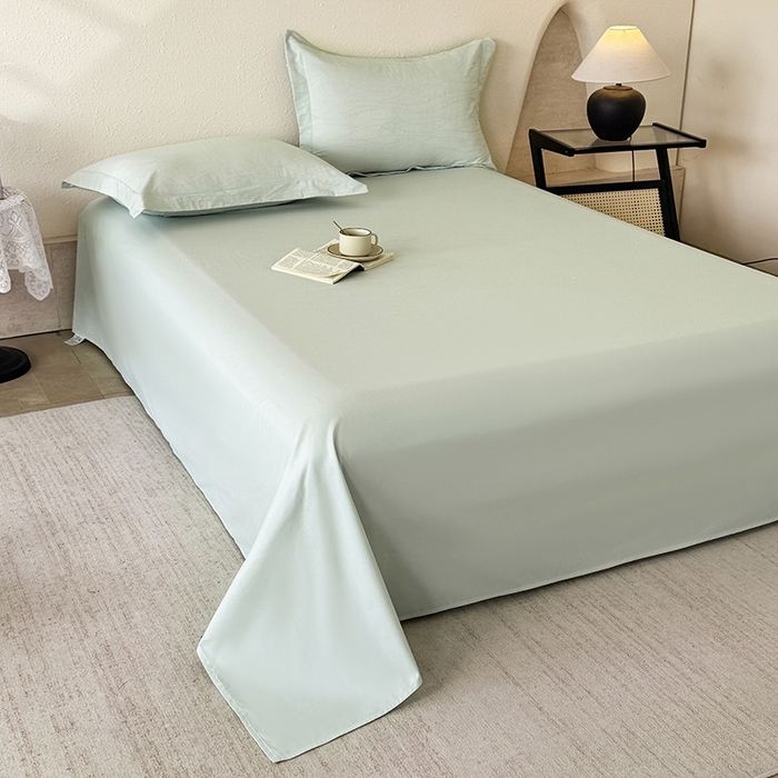 91家纺网 家纺一手货源 找家纺 梵克保罗 2026新款全棉60S长绒棉立体厚织提花单床单 湖水绿