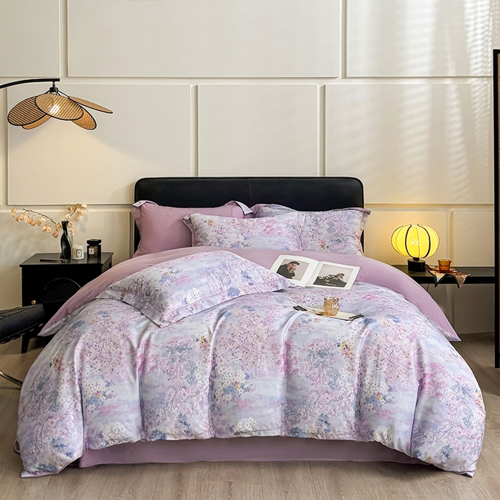 91家纺网 家纺一手货源 找家纺 帛美家纺 2026新款天丝棉数码印花四件套 花海恋人