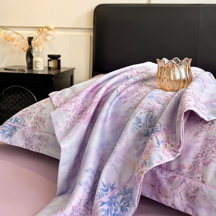 91家纺网 家纺一手货源 找家纺 帛美家纺 2026新款天丝棉数码印花四件套 花海恋人