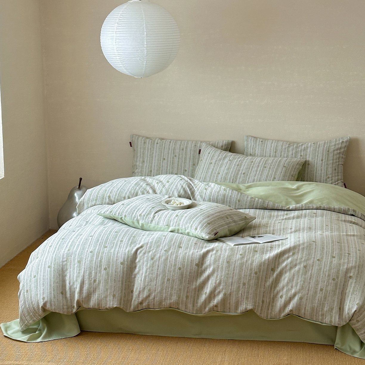 91家纺网 家纺一手货源 找家纺 （总）静家居-简约原创家纺 2026新款轻治愈系双层纱水洗提花四件套-罗马假日系列（小号床单款188/ 标准床单款258 / 加大床单款278 1.5床笠款268 / 1.8床笠款268 / 2.0床