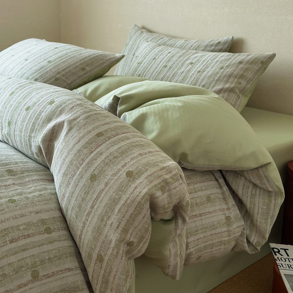 91家纺网 家纺一手货源 找家纺 静家居-简约原创家纺 2026新款轻治愈系双层纱水洗提花四件套-罗马假日系列（小号床单款188/ 标准床单款258 / 加大床单款278 1.5床笠款268 / 1.8床笠款268 / 2.0床笠款2