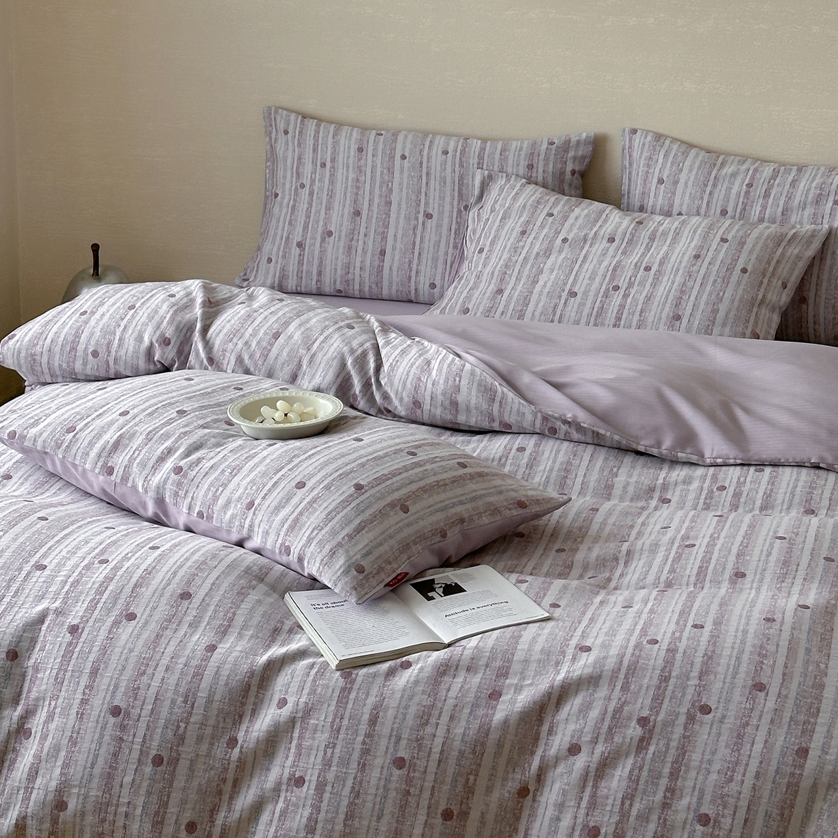 91家纺网 家纺一手货源 找家纺 静家居-简约原创家纺 2026新款轻治愈系双层纱水洗提花四件套-罗马假日系列（小号床单款188/ 标准床单款258 / 加大床单款278 1.5床笠款268 / 1.8床笠款268 / 2.0床笠款2