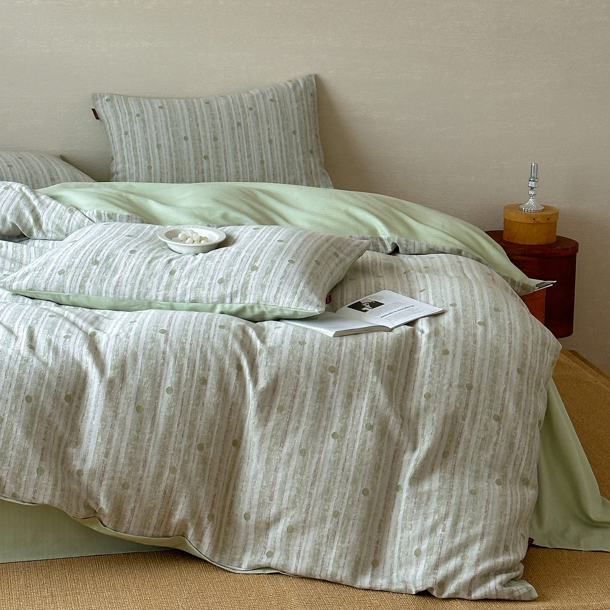 91家纺网 家纺一手货源 找家纺 静家居-简约原创家纺 2026新款轻治愈系双层纱水洗提花四件套-罗马假日系列（小号床单款188/ 标准床单款258 / 加大床单款278 1.5床笠款268 / 1.8床笠款268 / 2.0床笠款2